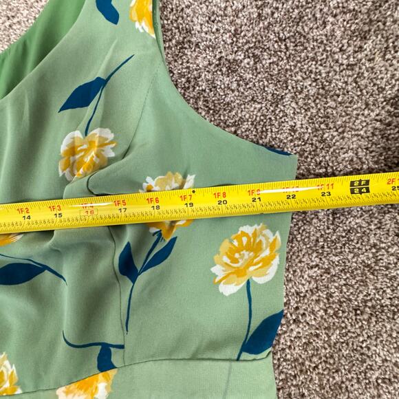 Modcloth Women's Size 2X Green Floral Baby Doll Sleeveless Dress Lined Summer - Picture 4 of 8